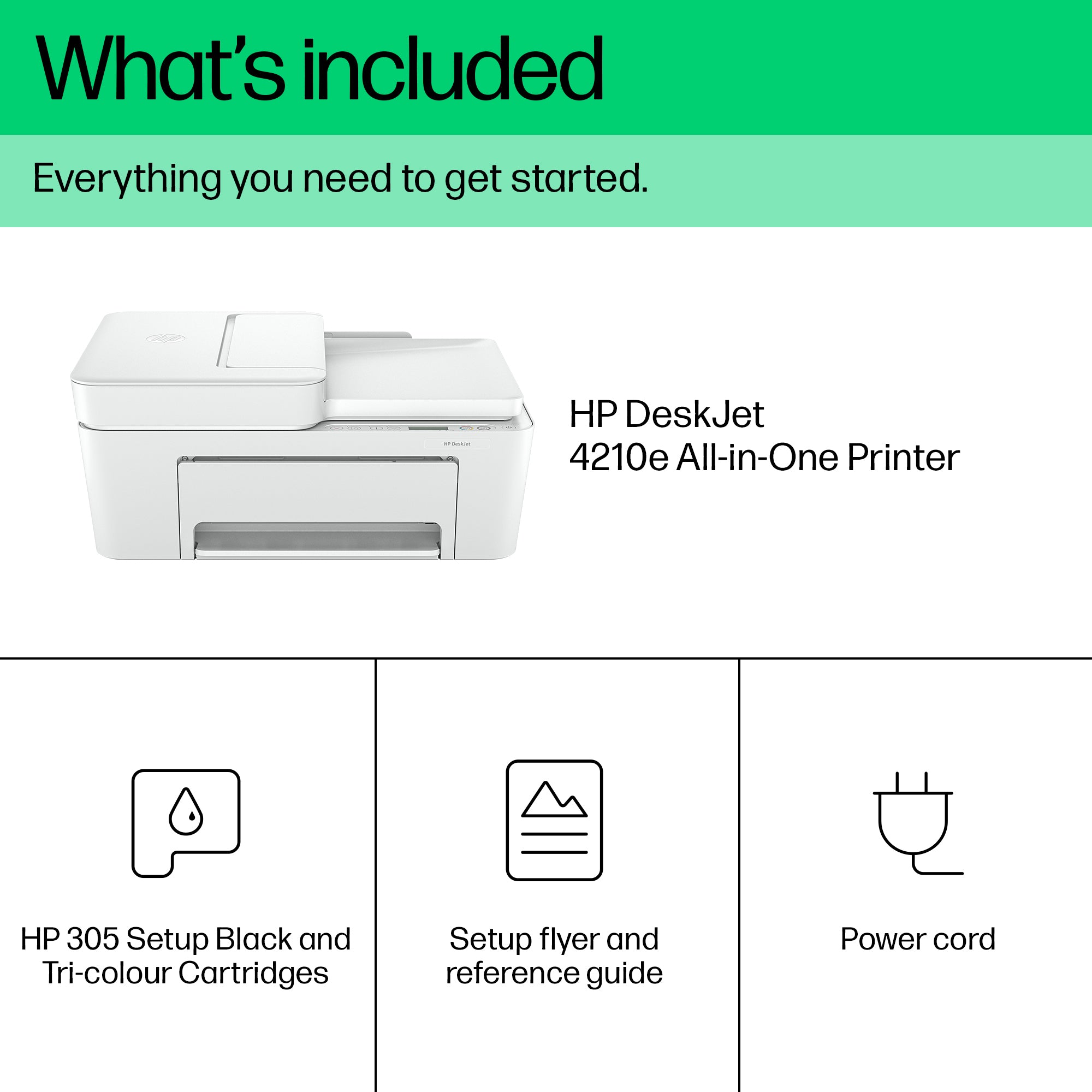 HP DeskJet 4210e Wireless All-in-One Color Printer, Instant Ink; Copier, Scanner 588S0B#629