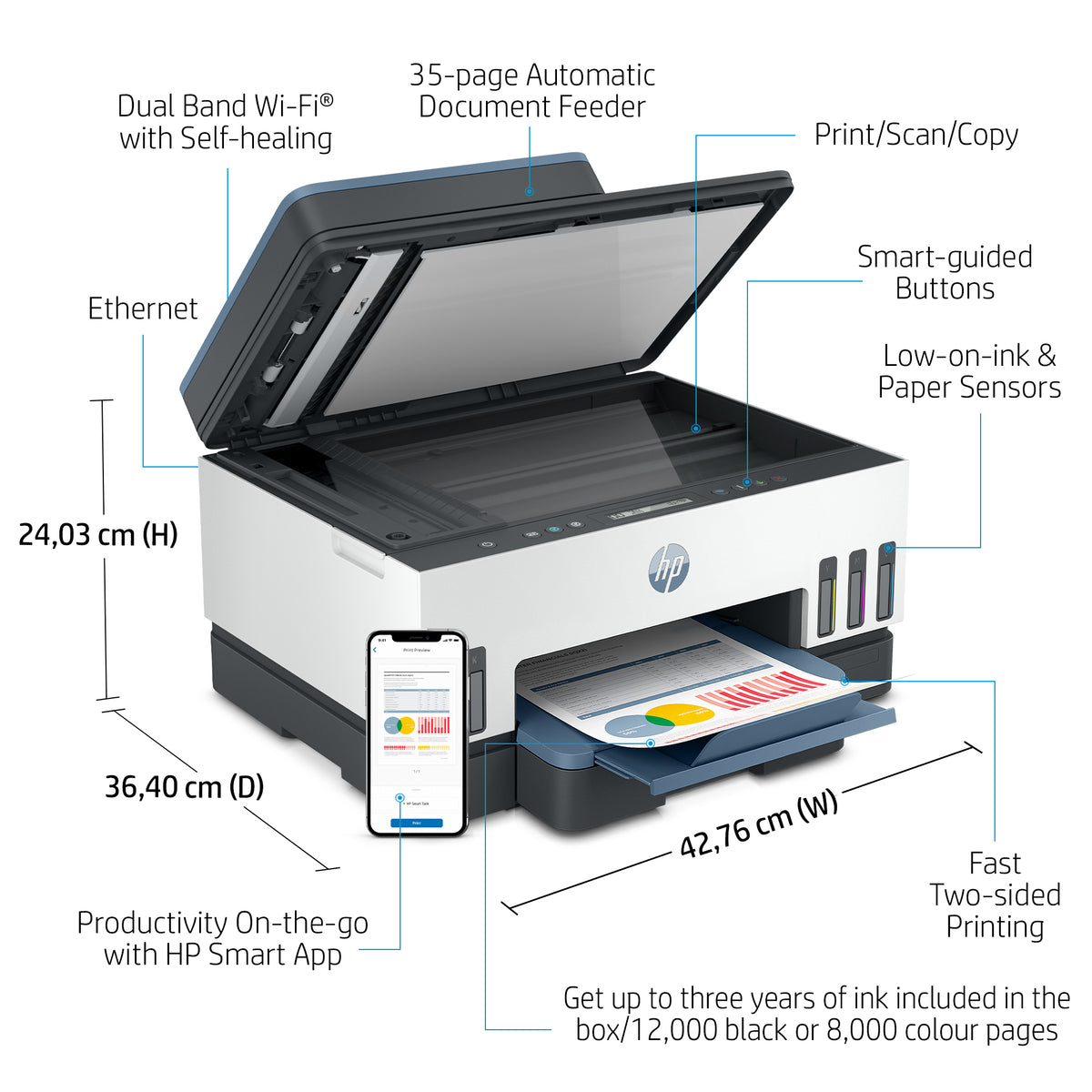 HP Smart Tank 7306 All-in-One Printer with 3 Years Ink