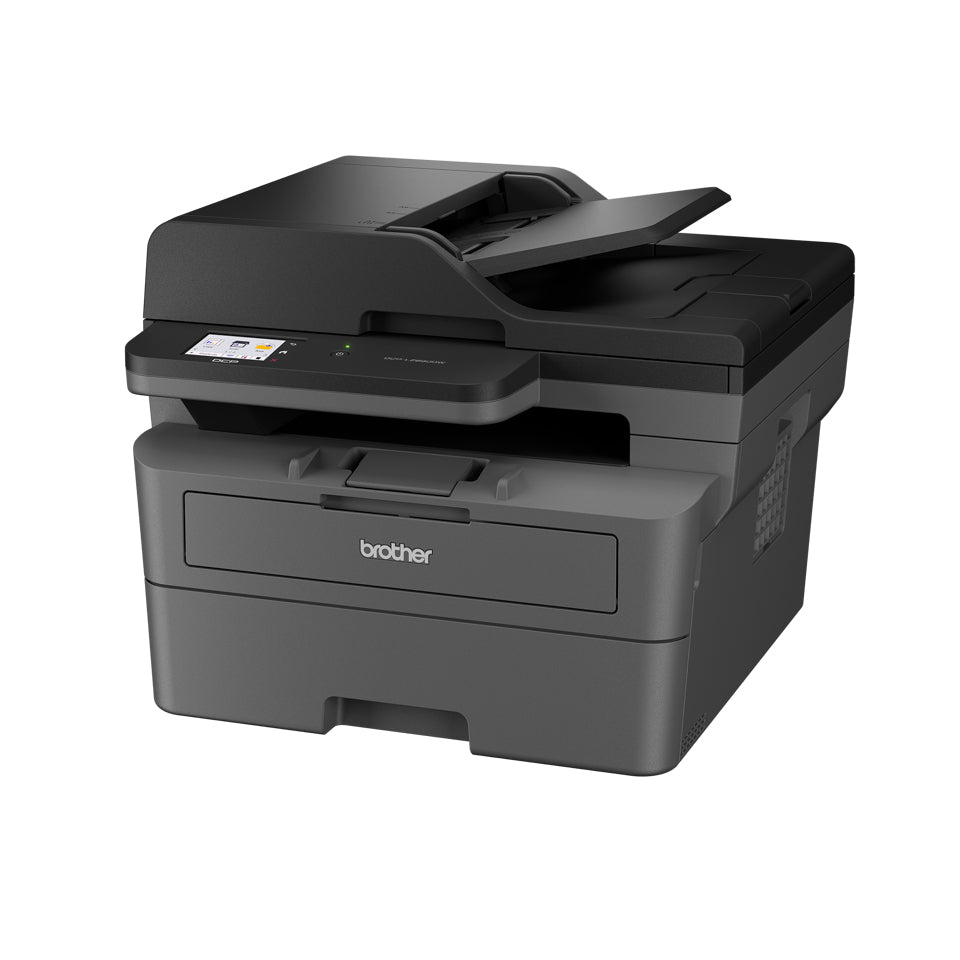 Compact A4 all-in-one black and white laser printer with duplex printing and wireless network connection for fast and secure printing of documents up to 34 pages per minute.