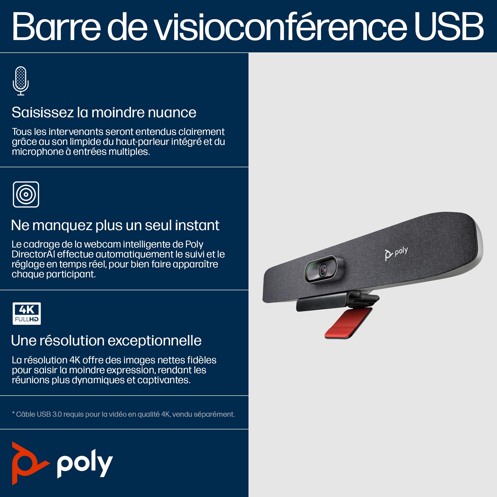 HP Poly Studio R30 USB Video Bar and BT Remote with HP USB - C Dock G5 (ABB) 9U3T1AA - Compridis
