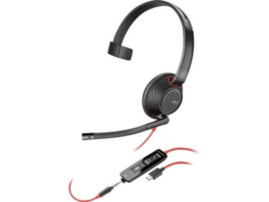Poly Blackwire 5210 Headset Bedraad Hoofdband Oproepen/muziek USB Type - A Zwart, Rood 207577 - 03 - Compridis