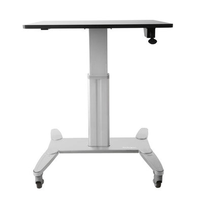 StarTech.com Mobile Standing Desk - Portable Sit Stand Ergonomic Height Adjustable Cart on Wheels - Rolling Computer/Laptop Workstation Table with Locking One-Touch Lift for Teacher/Student STSCART
