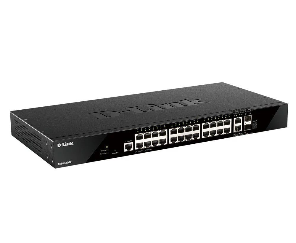D - Link DGS - 1520 - 28/E netwerk - switch Managed L3 10G Ethernet (100/1000/10000) 1U Zwart DGS - 1520 - 28/E - Compridis