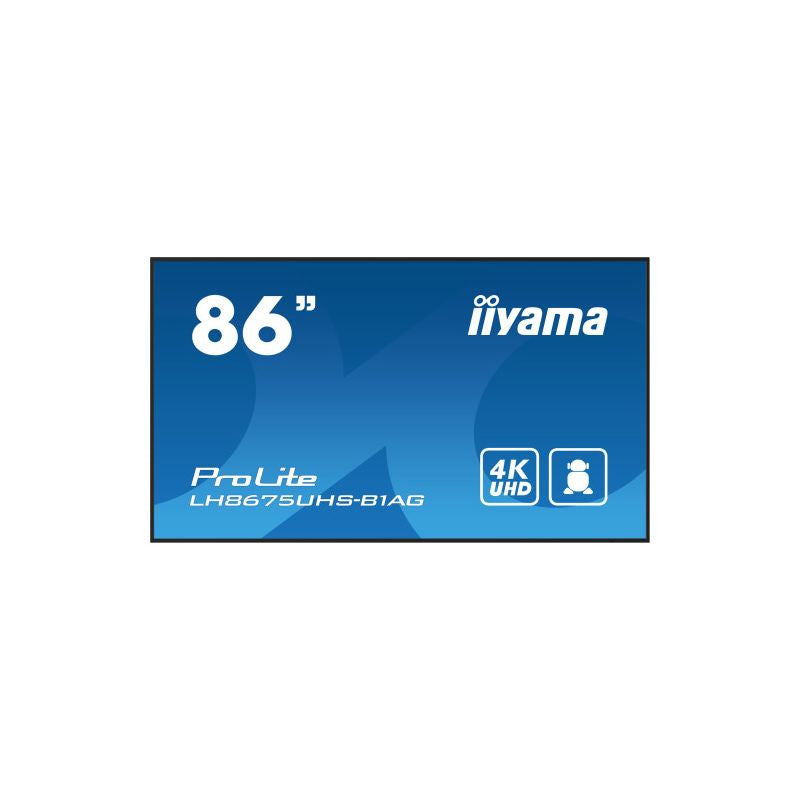 iiyama LH8675UHS-B1AG Signage Display Digital signage flat panel 2.17 m (85.6") LCD Wi-Fi 500 cd/m² 4K Ultra HD Black Built-in processor Android 11 24/7 LH8675UHS-B1AG