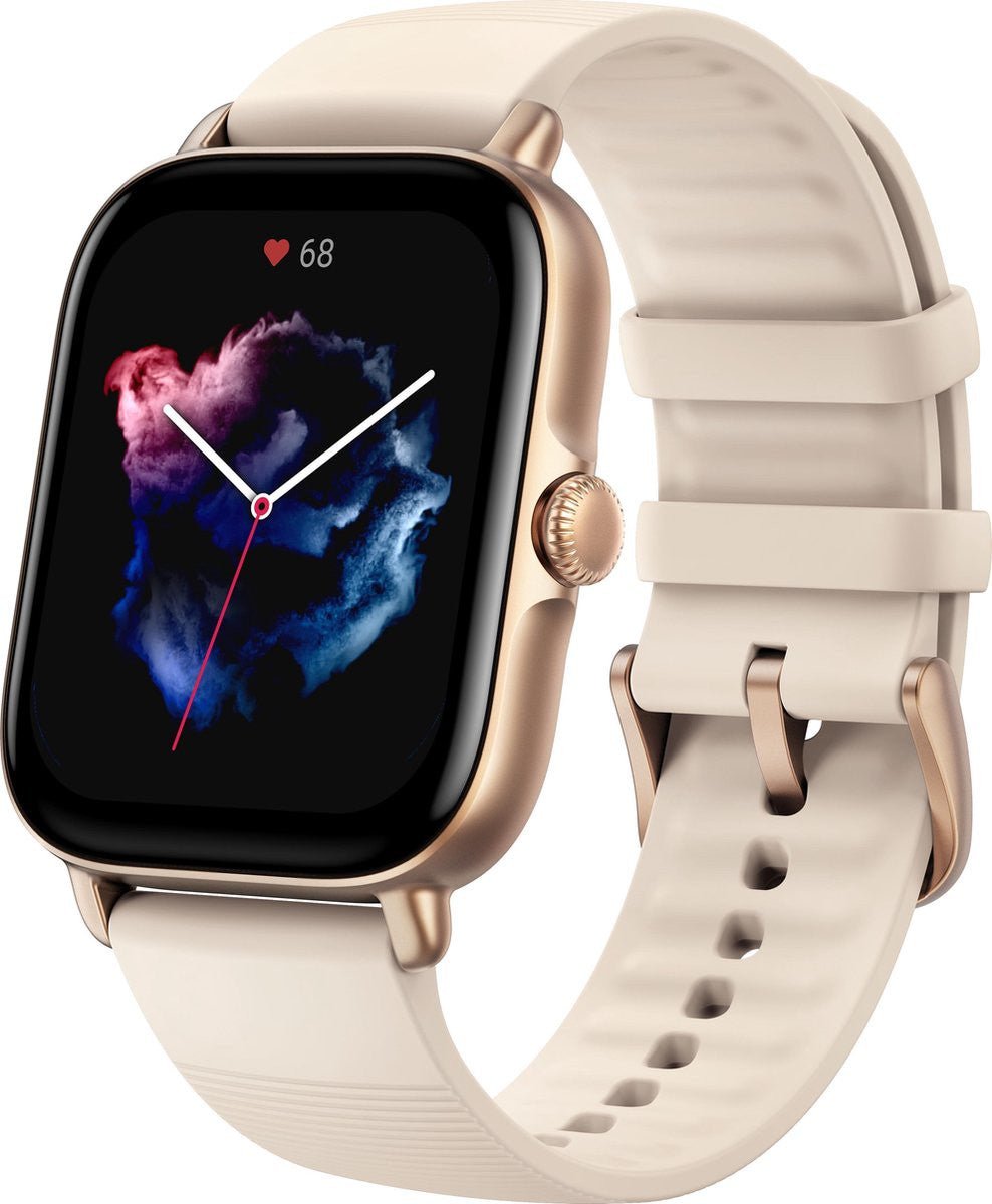 Beige smartwatch met kleurenscherm