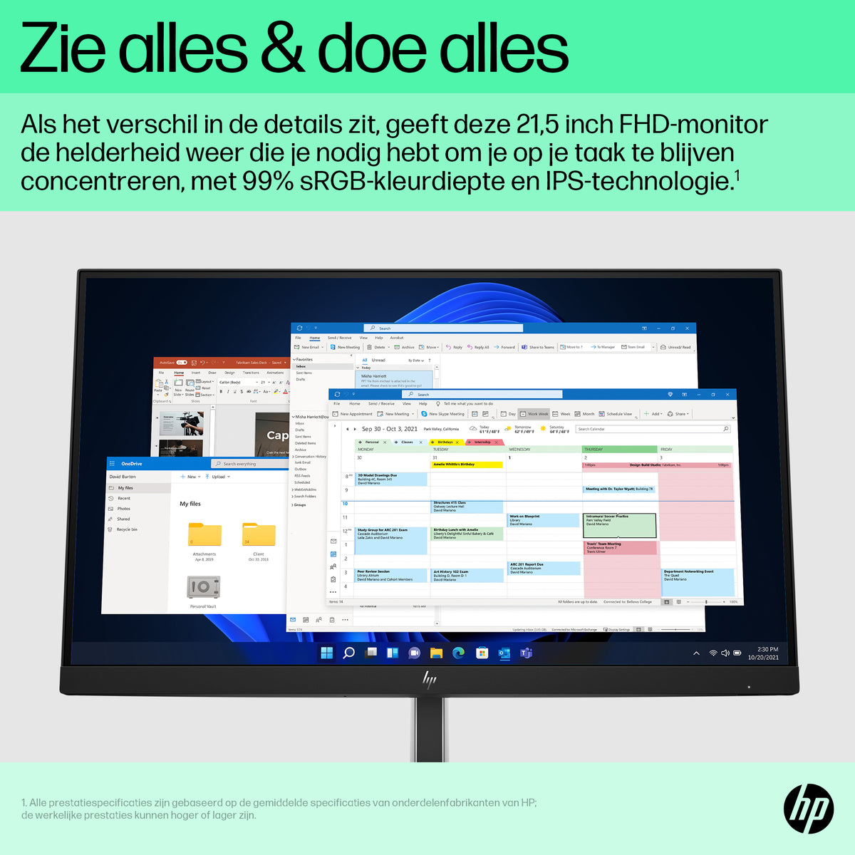 HP E22 G5 6N4E8AA 21.5″ FHD IPS 75Hz Monitor – Black/Silver