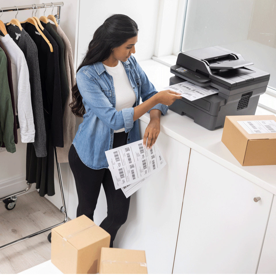 Compact A4 all-in-one black and white laser printer with duplex printing and wireless network connection for fast and secure printing of documents up to 34 pages per minute.