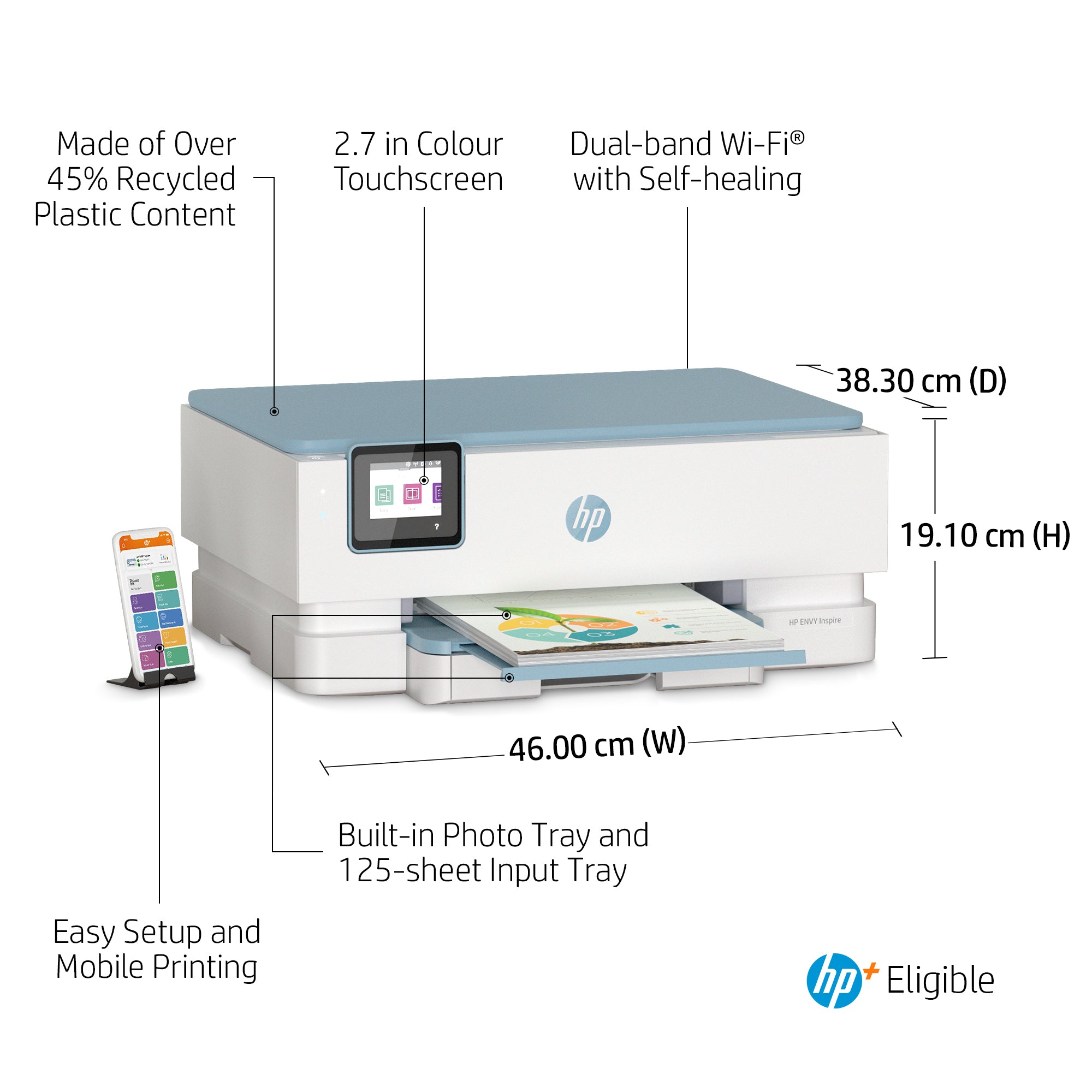 HP ENVY Inspire 7221e Wireless All-in-One Color Printer, Instant Ink; Photo printing 2H2N1B#629