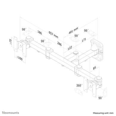 Neomounts FPMA - W960D Dual monitor/TV - beugel wand 10 - 27" - full motion FPMA - W960D - Compridis