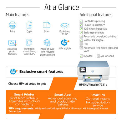 HP ENVY Inspire 7221e All-in-One Printer - Wireless, Duplex