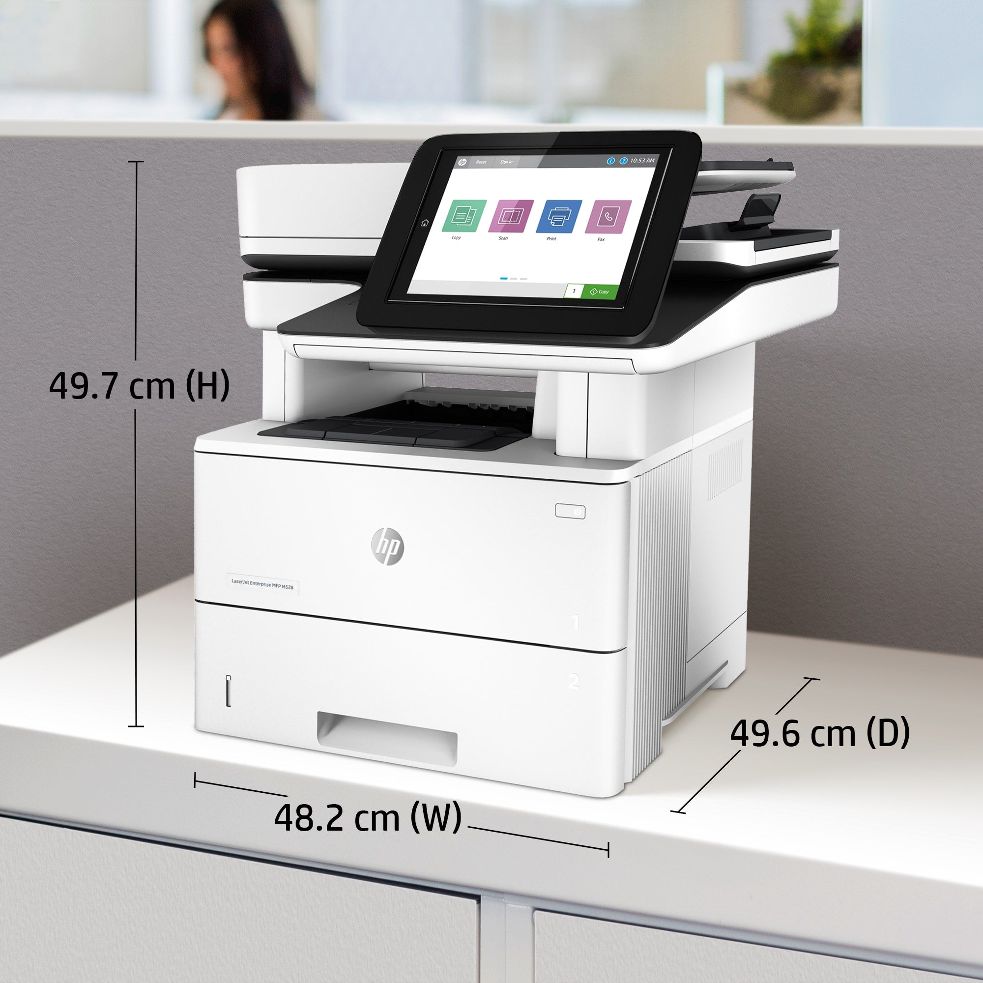 HP LaserJet Enterprise MFP M528dn, Print, copy, scan and optional fax, Front-facing USB printing; Scan to email; Two-sided printing; Two-sided scanning 1PV64A#B13