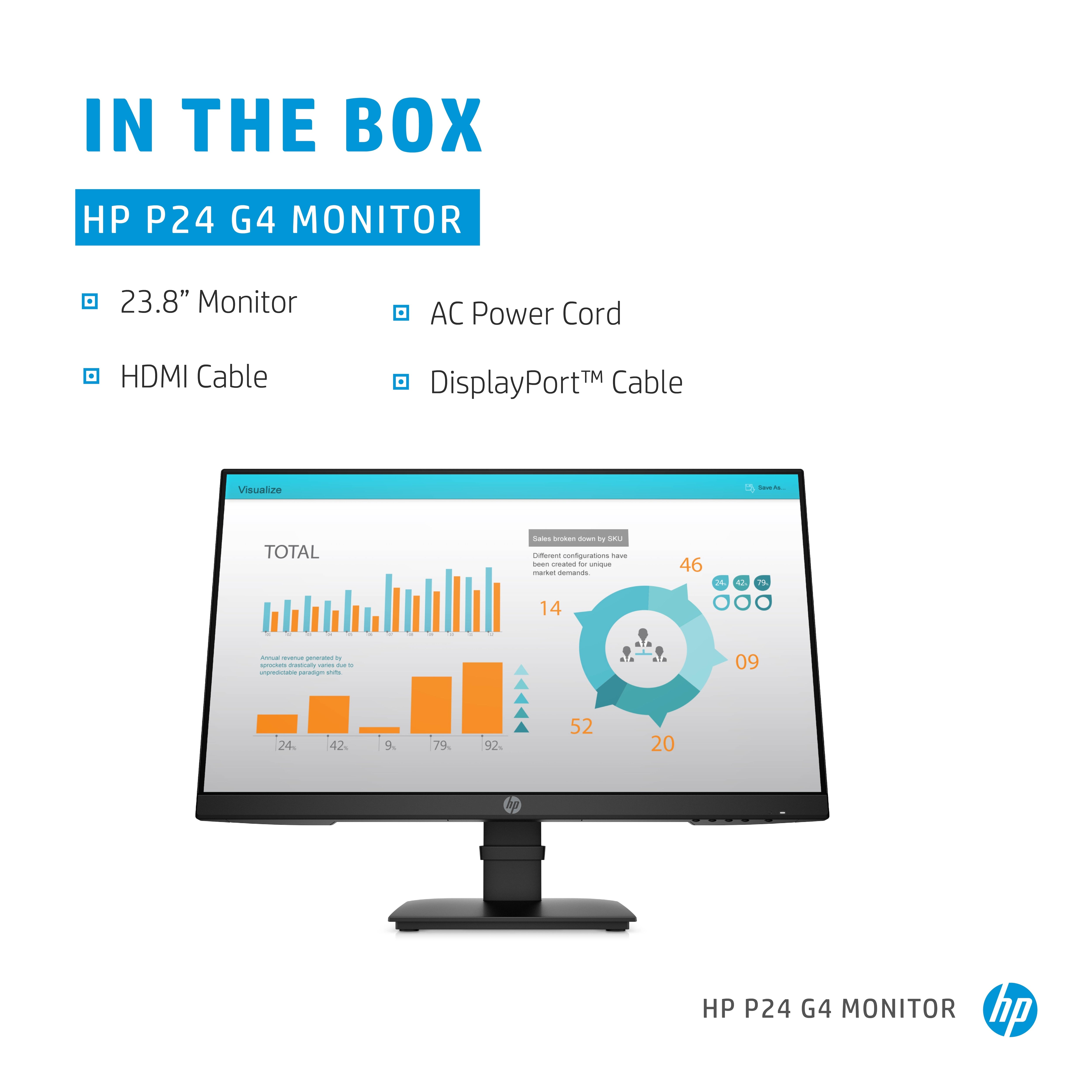 HP P-Series P24 G4 computer monitor 60.5 cm (23.8") 1920 x 1080 pixels Full HD 1A7E5AA#ABB