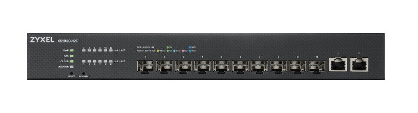 10-Port 10G Fiber + 2-Port Multi-Gig Smart Managed Fiber Switch - NebulaFlex Cloud XS1930-12F-ZZ0101F