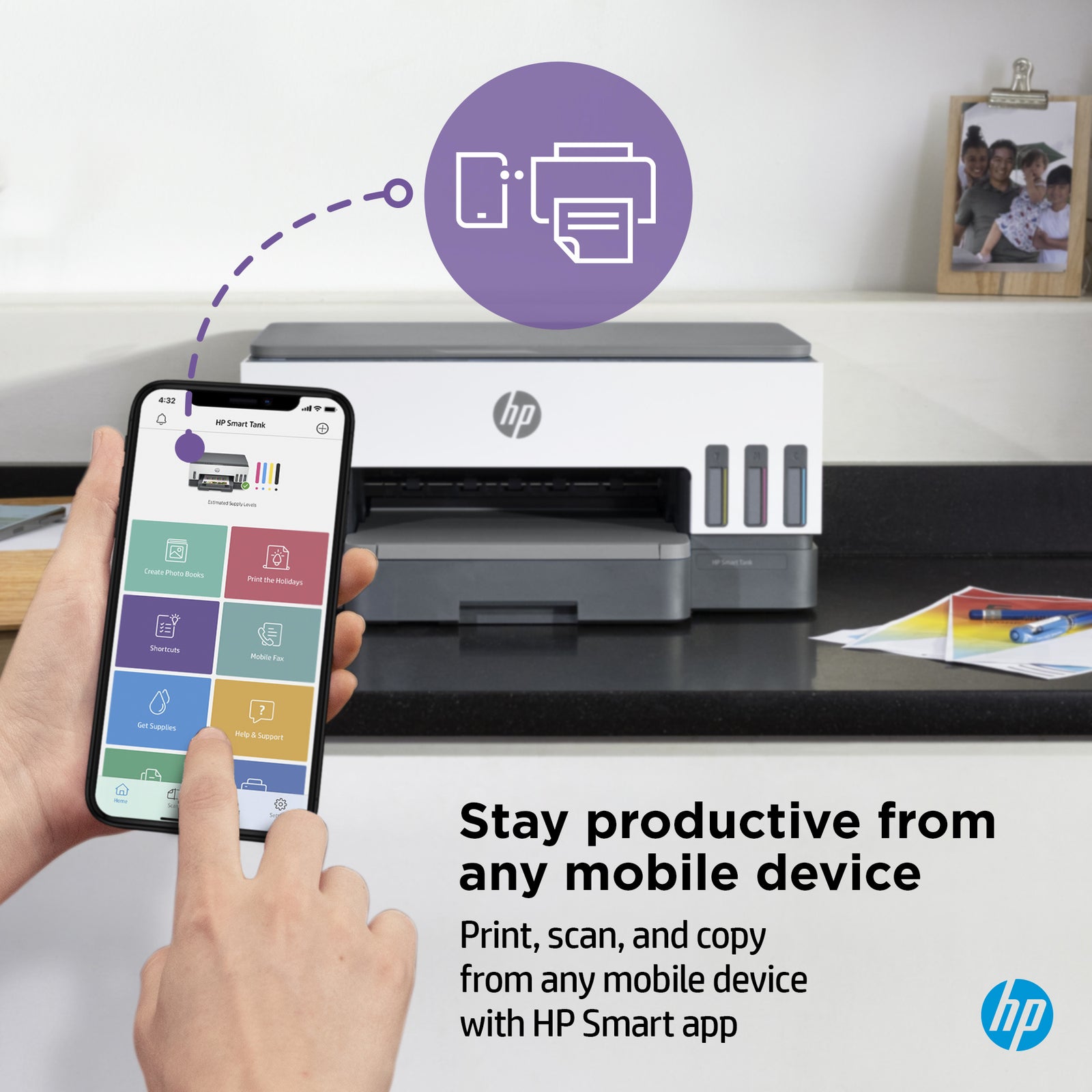 HP Smart Tank 7008 All-in-One Printer 9B5C5A#BHC - Wireless, Duplex