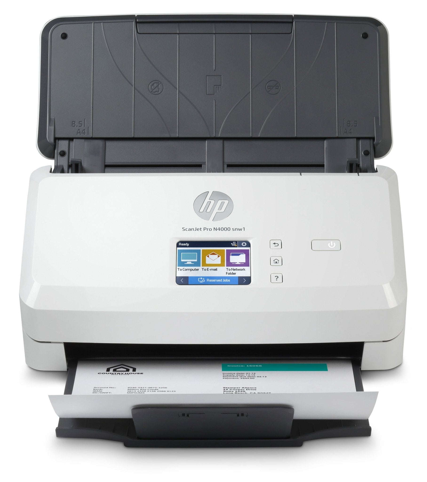 HP Scanjet Pro N4000 snw1 Sheet - feed Scanner Paginascanner 600 x 600 DPI A4 Zwart, Wit 6FW08AB19 - Compridis