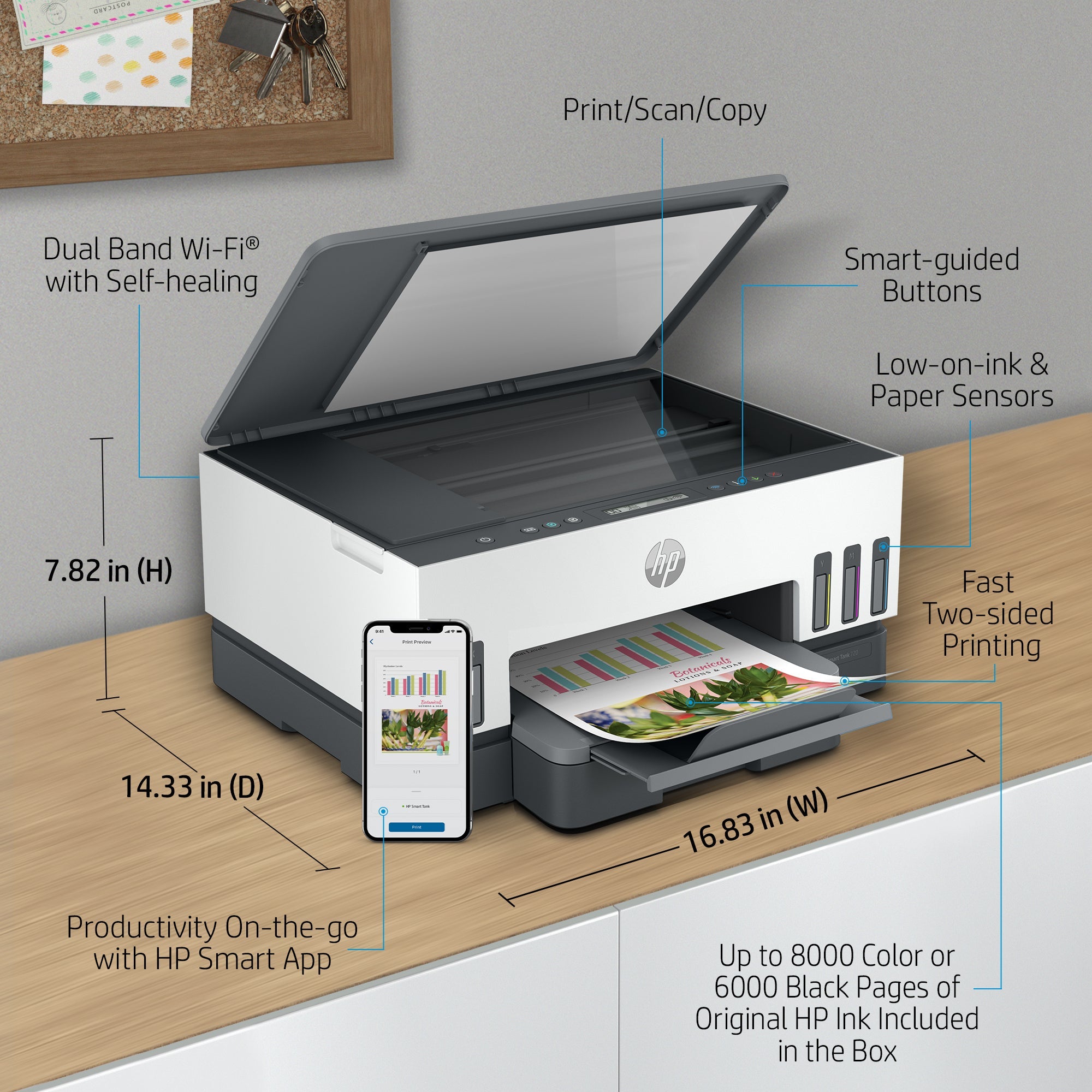 HP Smart Tank 7005 Draadloos All - in - One Kleur Printer, Dubbelzijdig printen; Kopieerapparaat, Scanner 28B54ABHC - Compridis