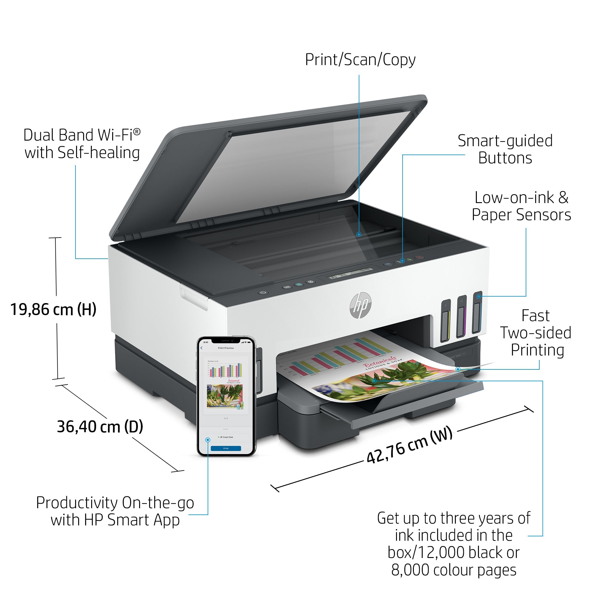 HP Smart Tank 7005 Draadloos All - in - One Kleur Printer, Dubbelzijdig printen; Kopieerapparaat, Scanner 28B54ABHC - Compridis