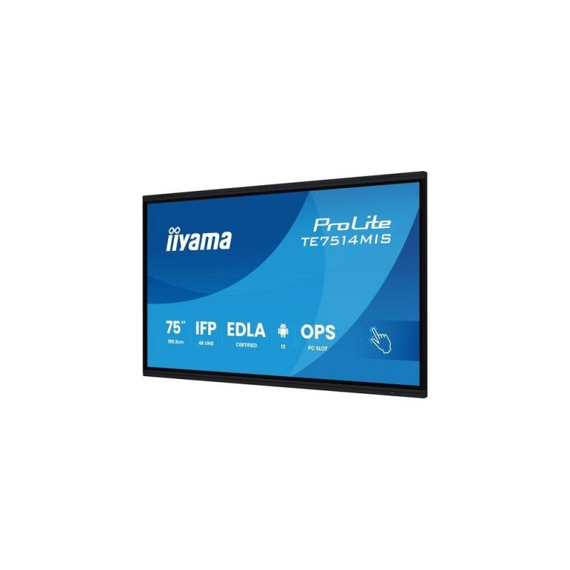 iiyama PROLITE TE7514MIS - B2AG Kiosk - ontwerp 190,5 cm (75") LCD Wifi 435 cd/m² 4K Ultra HD Zwart Touchscreen Type processor Android 24/7 TE7514MIS - B2AG - Compridis