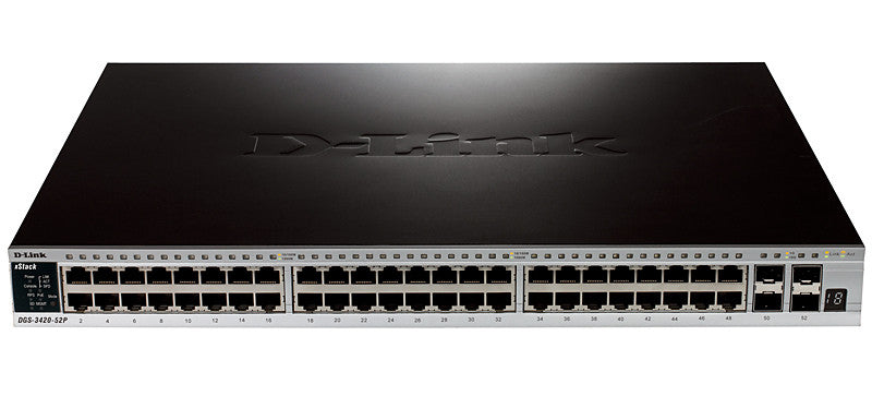 D-Link DGS-3420-52P network switch Managed L2 Power over Ethernet (PoE) Black DGS-3420-52P