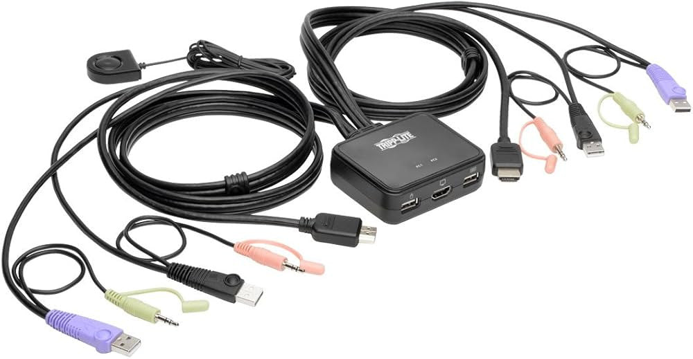 Tripp Lite B032-HUA2 2-Port USB/HD Cable KVM Switch with Audio/Video, Cables and USB Peripheral Sharing B032-HUA2