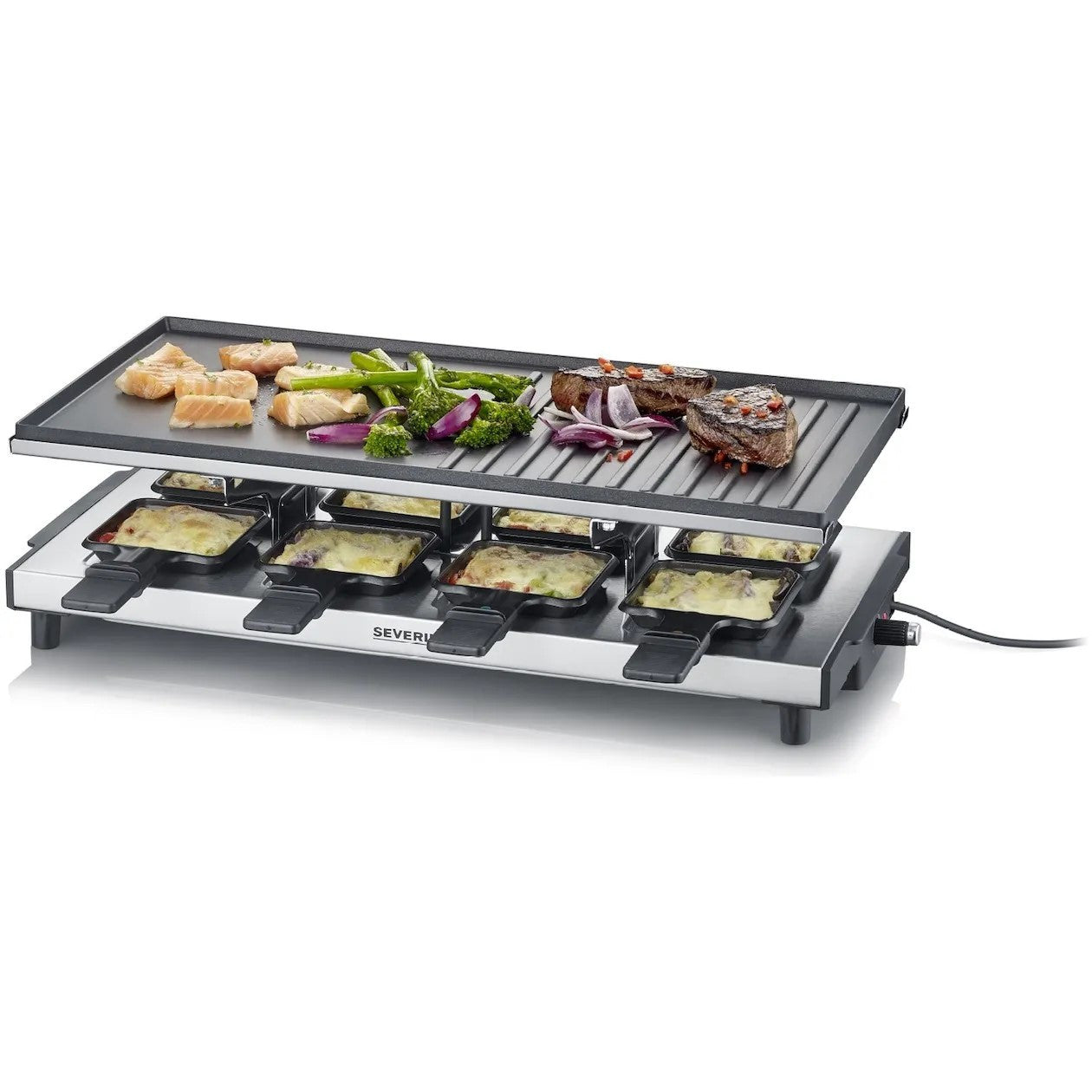 Severin Raclette grill with indicator light, non-stick coating, 8 pans RG2375