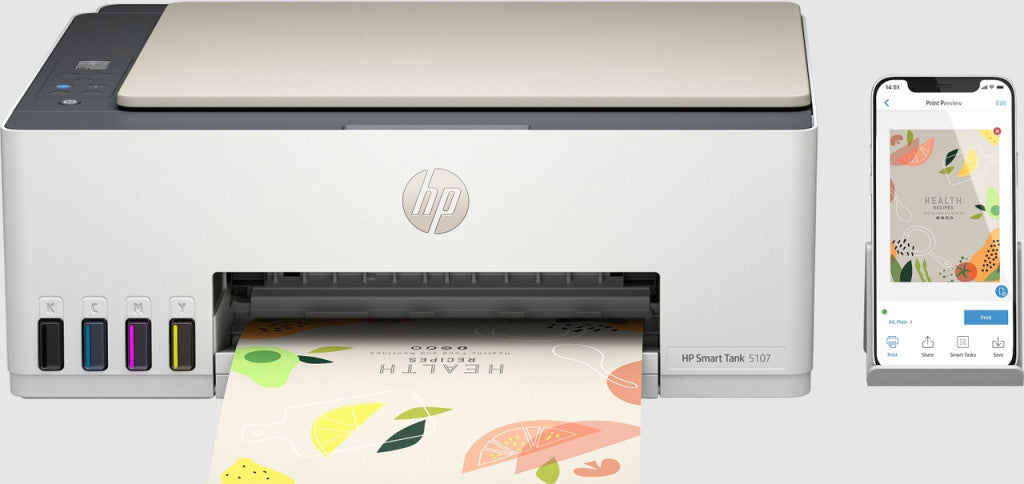 HP Smart Tank 5107 Wireless All-in-One Color Printer, Copier, Scanner 5D1B1A#BHC