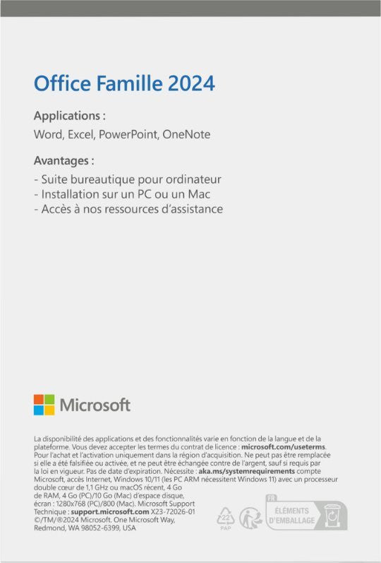 MICROSOFT Office Home 2024 French EuroZone Mediale EP2-06842